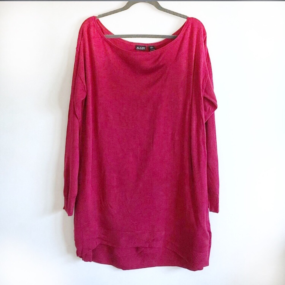 ALLOY Plus Size 2X Red Boatneck Sweater